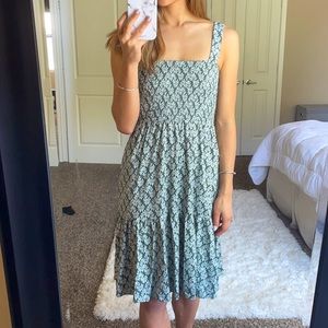LOFT Floral Smocked Tier Glare Dress